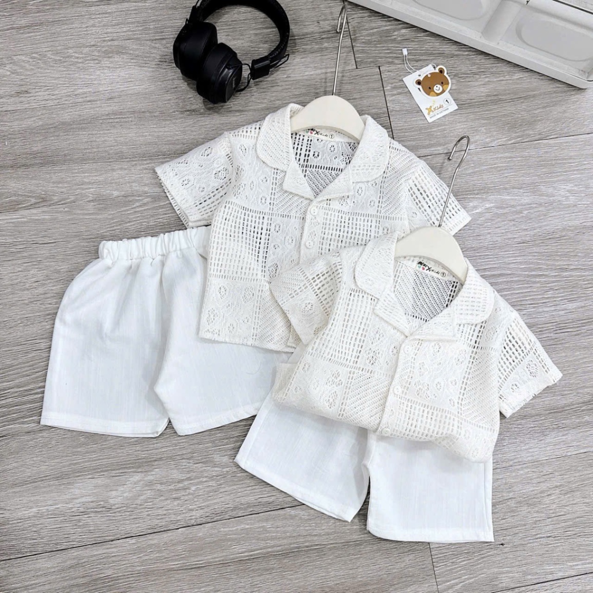 Sét áo lưới quần đũi trắng bé trai gái