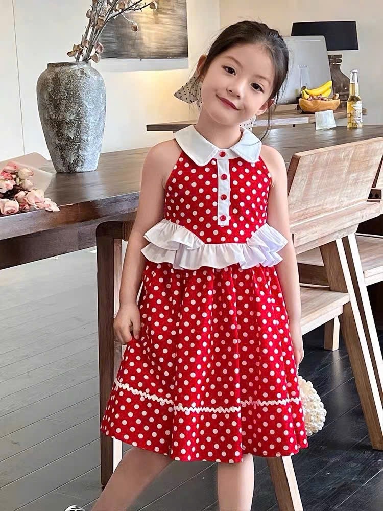 Váy chấn bi đỏ mk bé gái