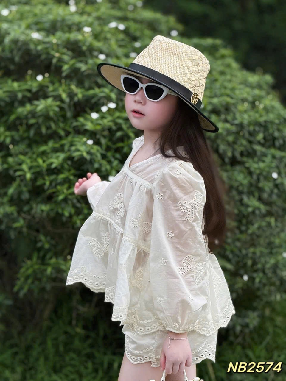 Sét bộ ren dài tay quần sooc bé gái