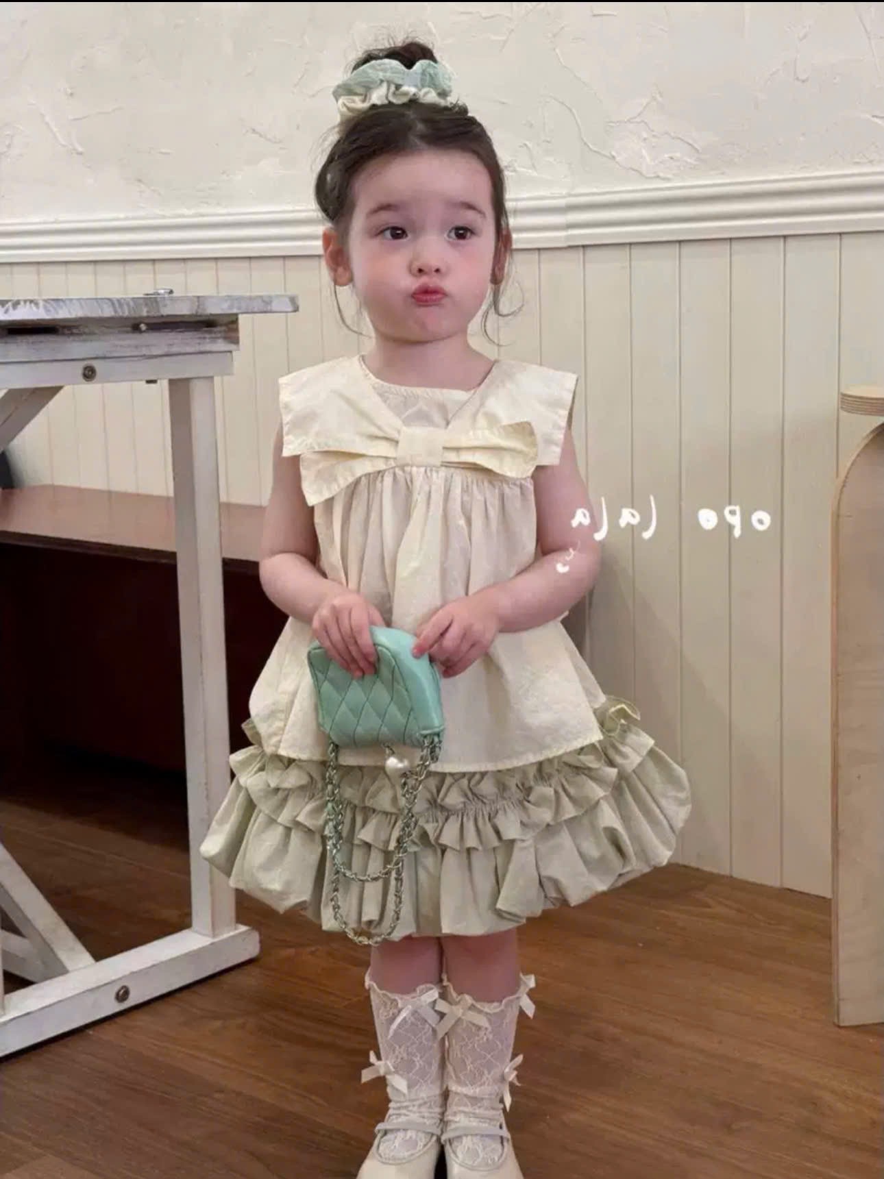 Sét áo babydoll cv xanh lơ bé gái