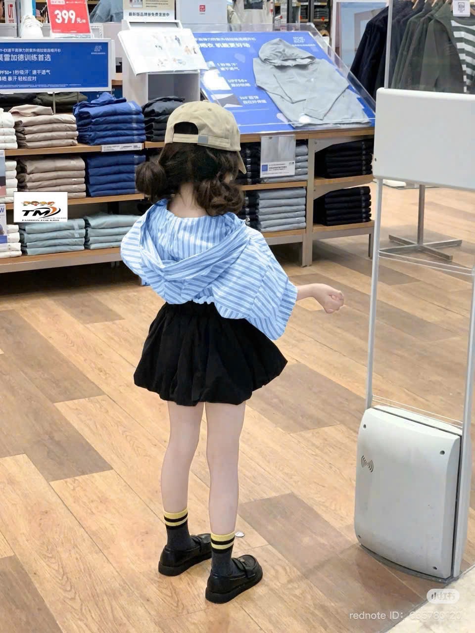 Sét áo sọc xanh quần đen bồng tm bé gái