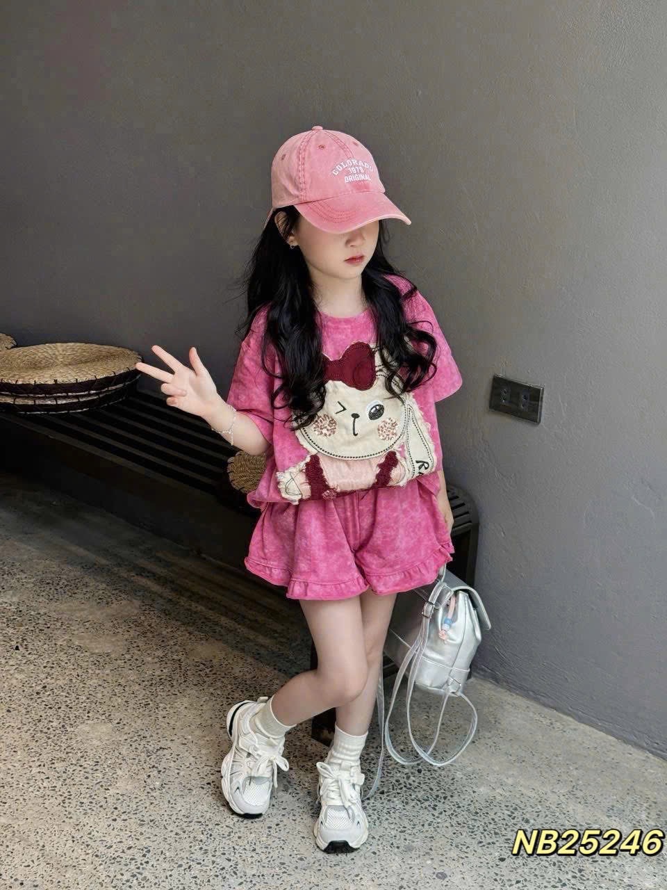 Sét bộ cotton loang hình đắp thỏ bé gái