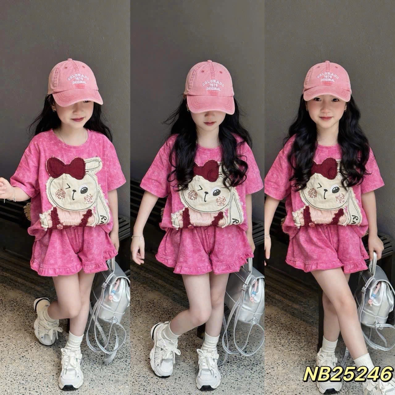 Sét bộ cotton loang hình đắp thỏ bé gái