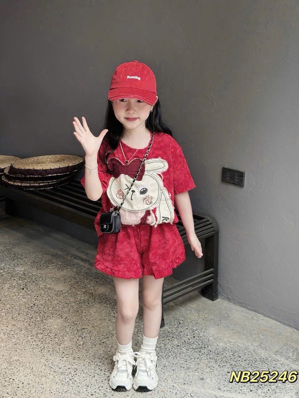 Sét bộ cotton loang hình đắp thỏ bé gái