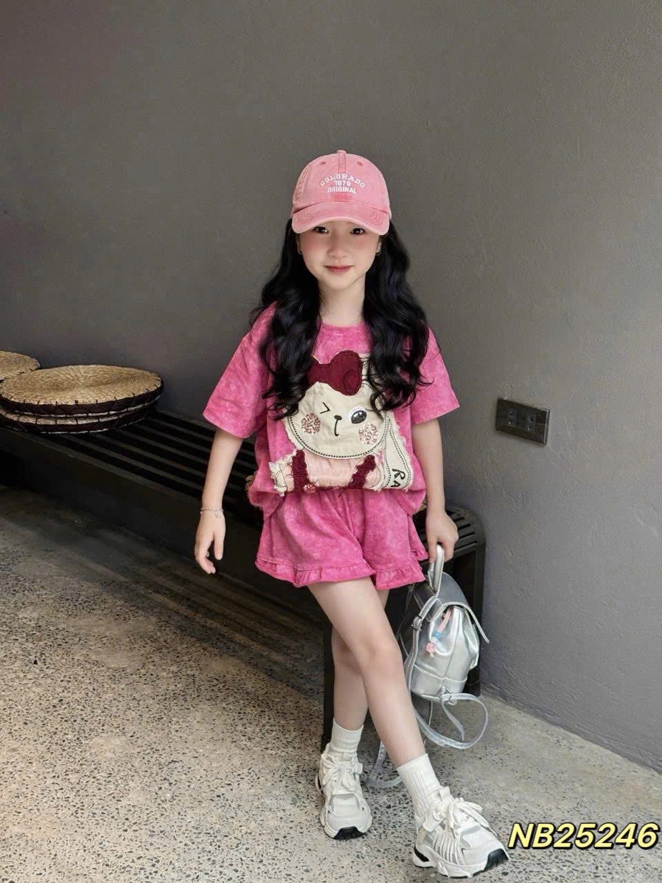 Sét bộ cotton loang hình đắp thỏ bé gái