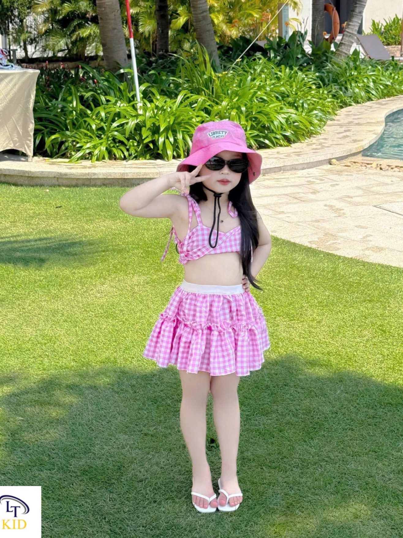 Sét bộ bikini caro cv có lót bé gái