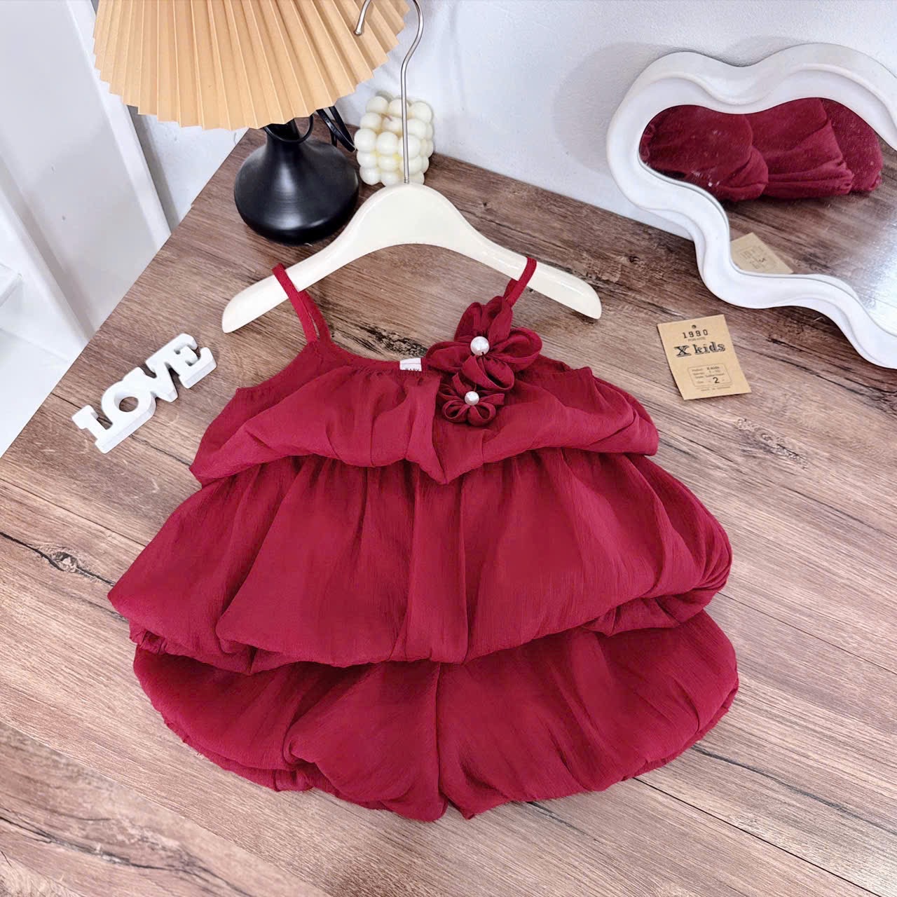 Sét bộ 2 dây đính hoa quần boom