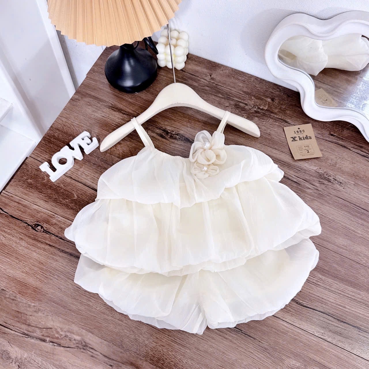 Sét bộ 2 dây đính hoa quần boom