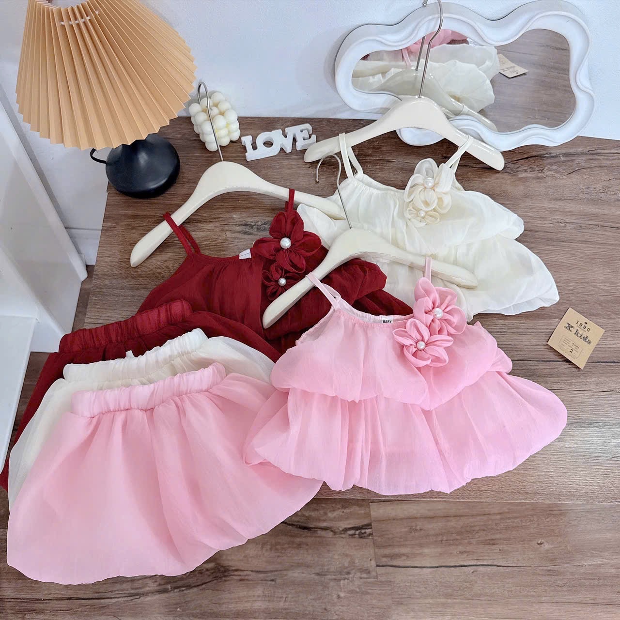 Sét bộ 2 dây đính hoa quần boom