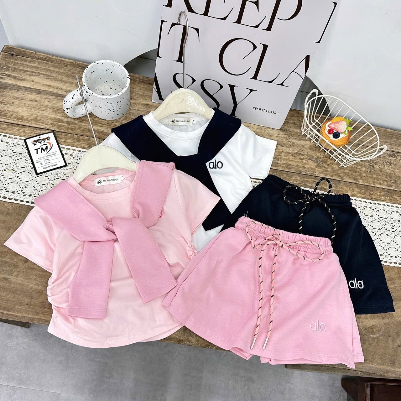 Sét bộ alo kèm khăn cho bé gái (tm)