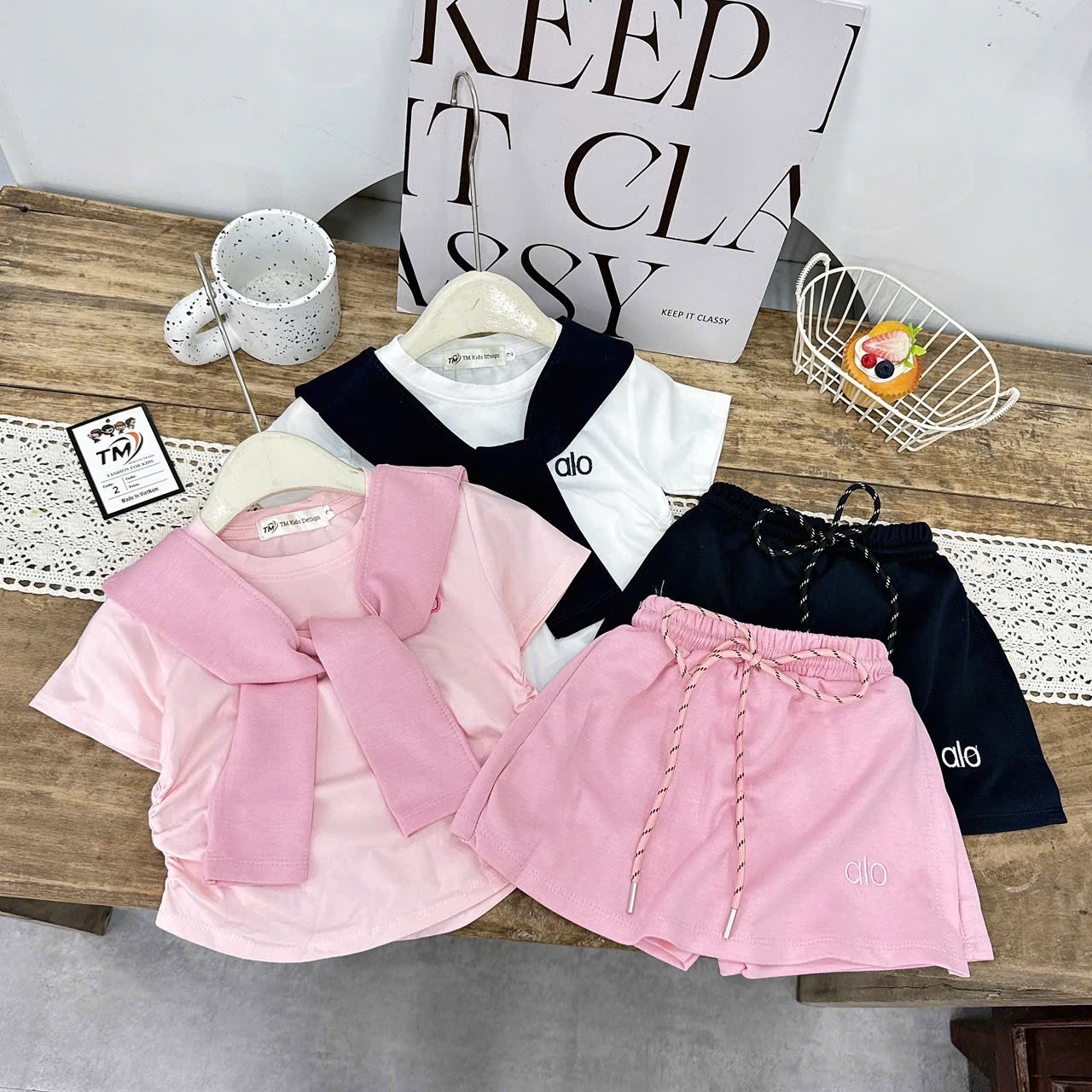 Sét bộ alo kèm khăn cho bé gái (tm)