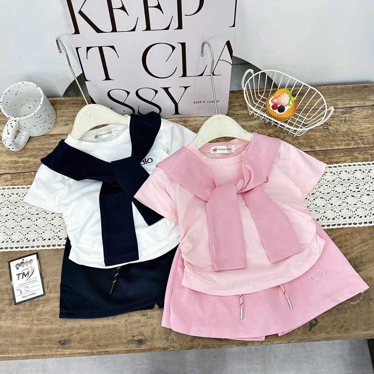 Sét bộ alo kèm khăn cho bé gái (tm)