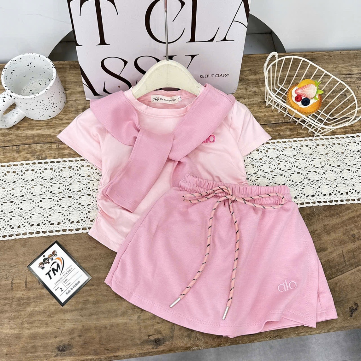 Sét bộ alo kèm khăn cho bé gái (tm)
