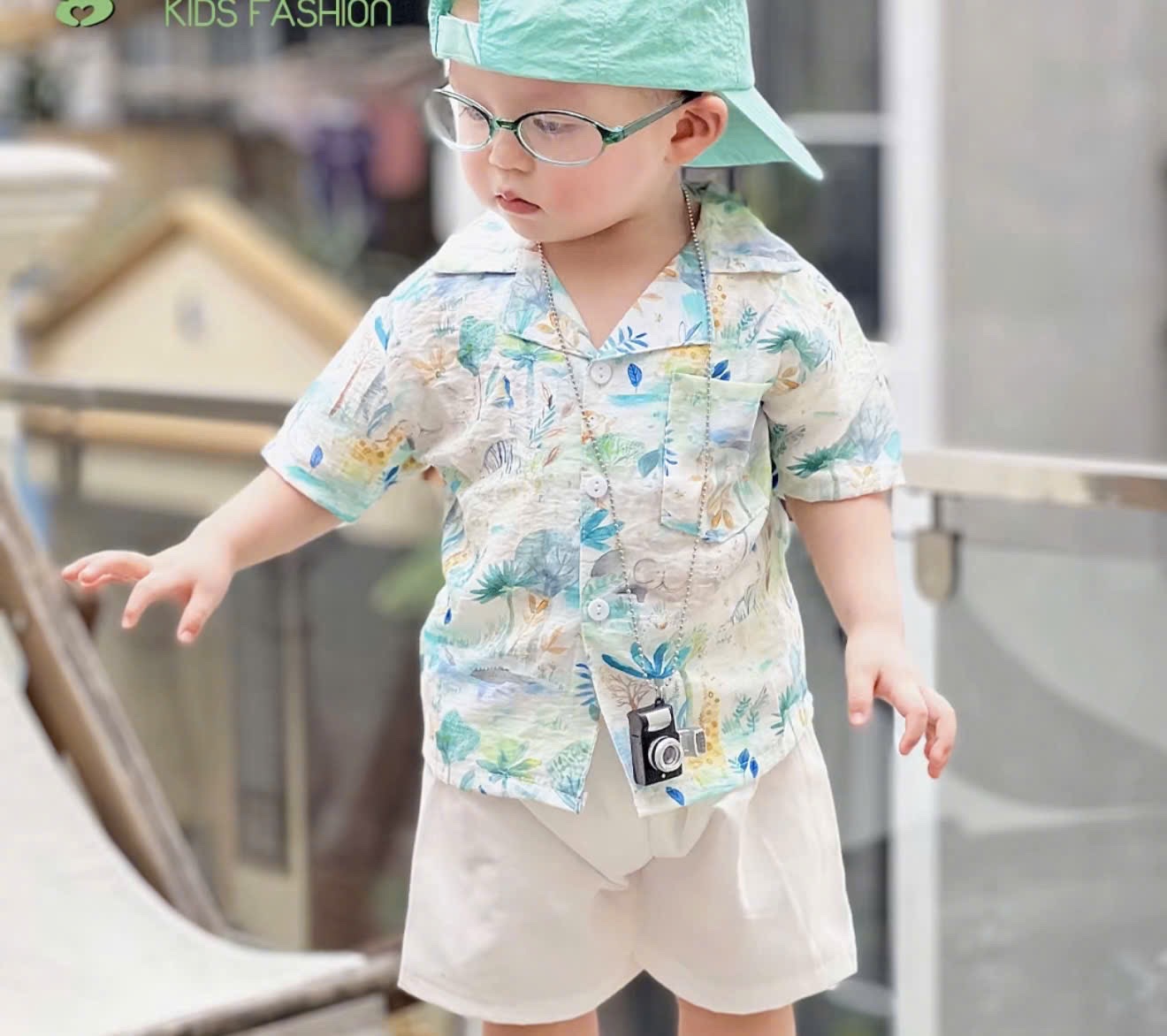 Sét bộ cây dừa xanh mát quần đũi cho bé