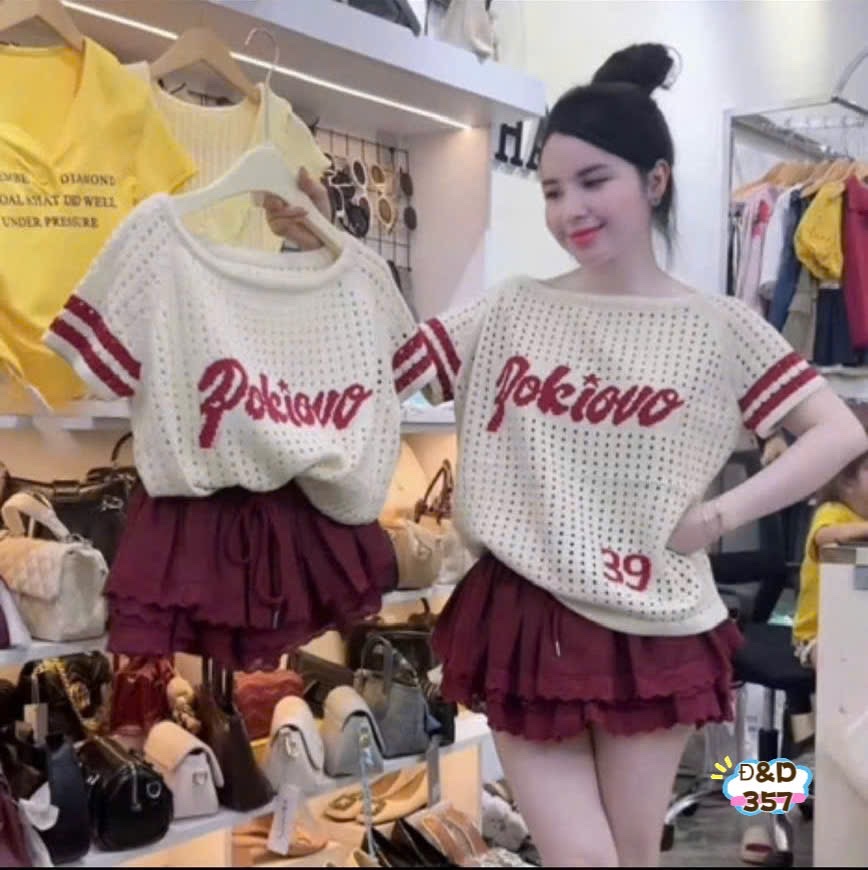 Sét 3 chi tiết áo lưới cv đỏ dh bé gái