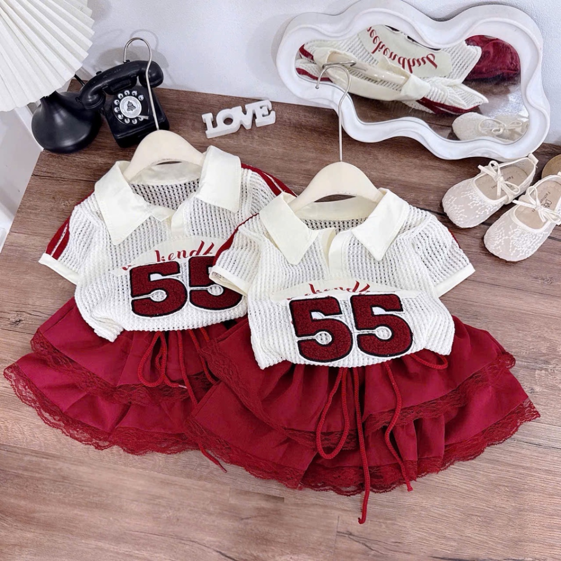 Sét áo lưới số 55 cv đỏ bé gái