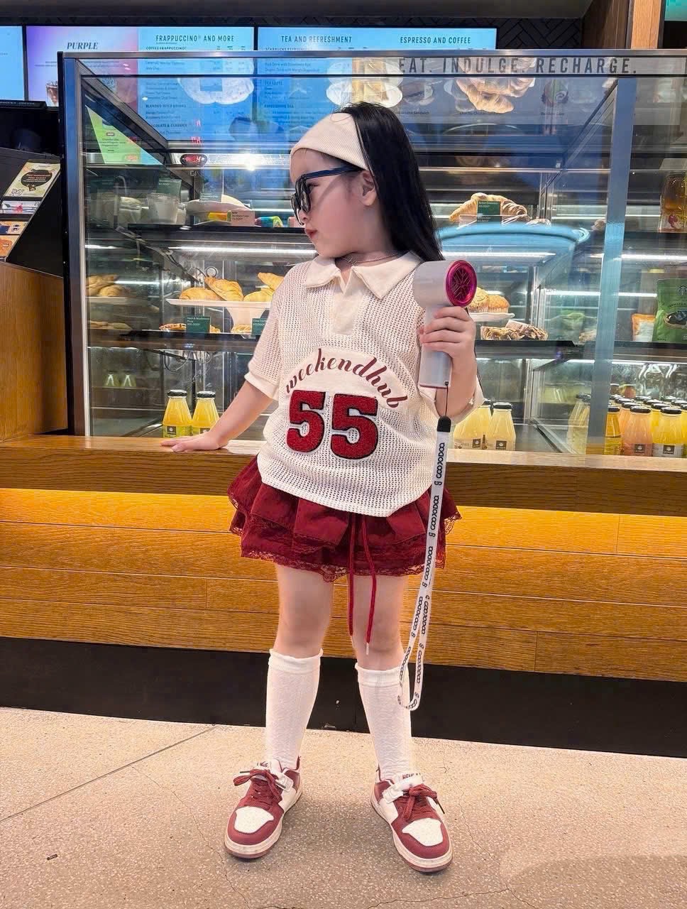 Sét áo lưới số 55 cv đỏ bé gái