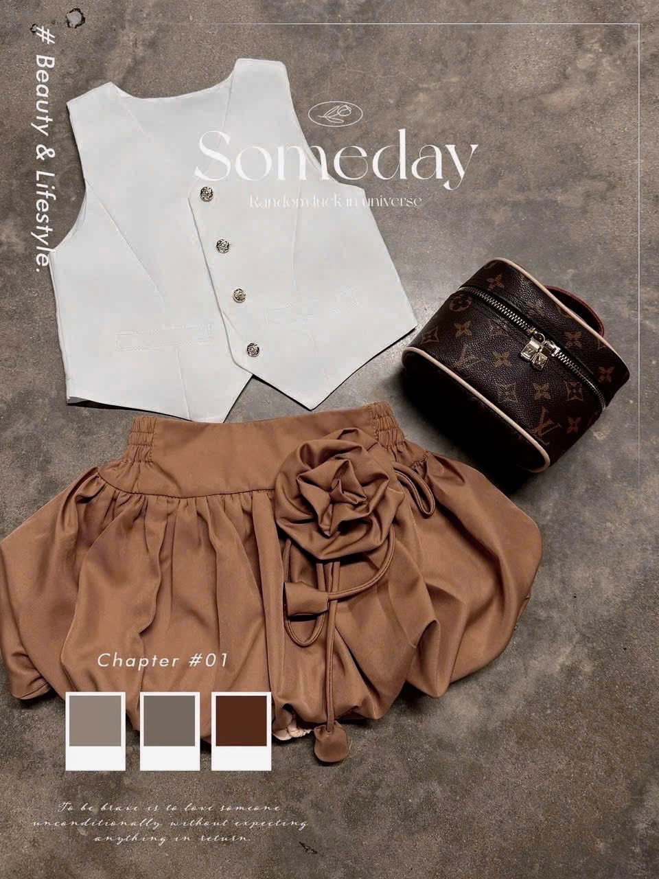 Sét áo gile quần nâu bồng bé gái