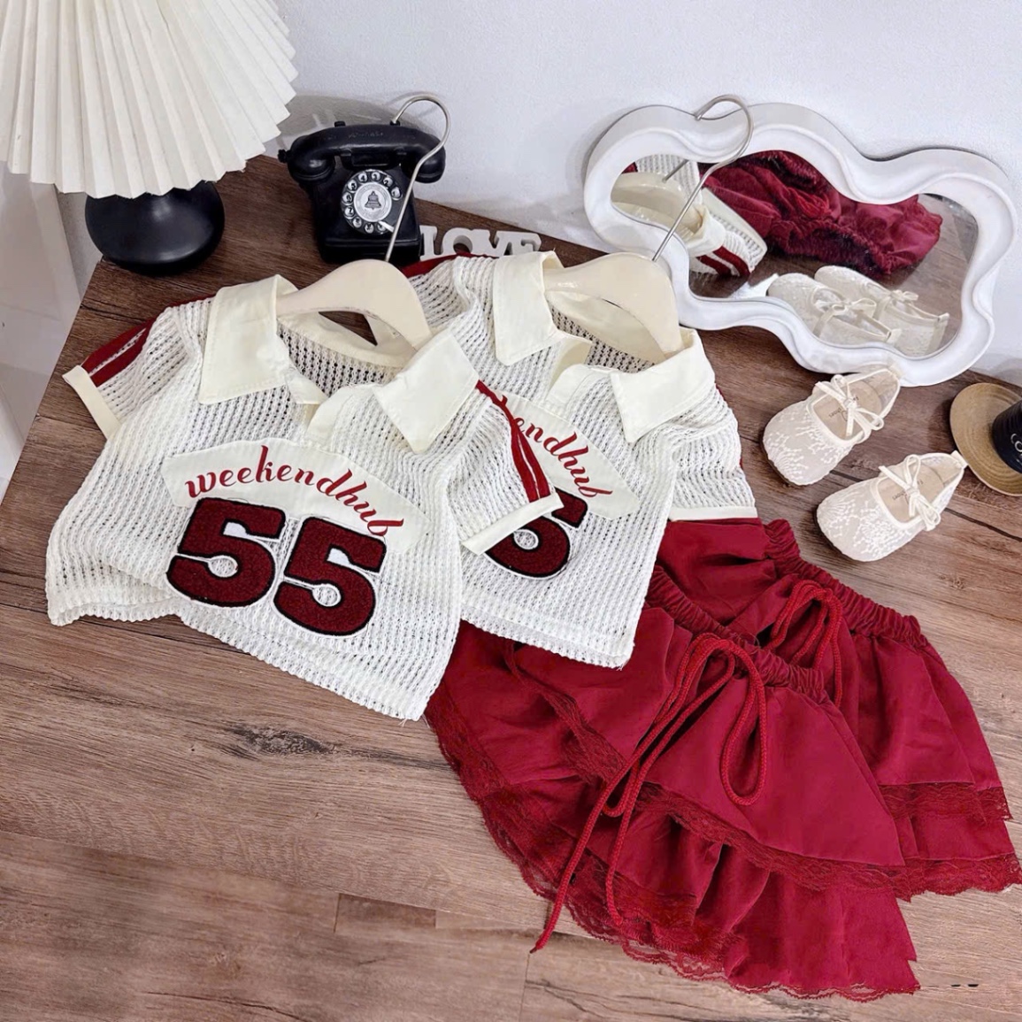 Sét áo lưới số 55 cv đỏ bé gái