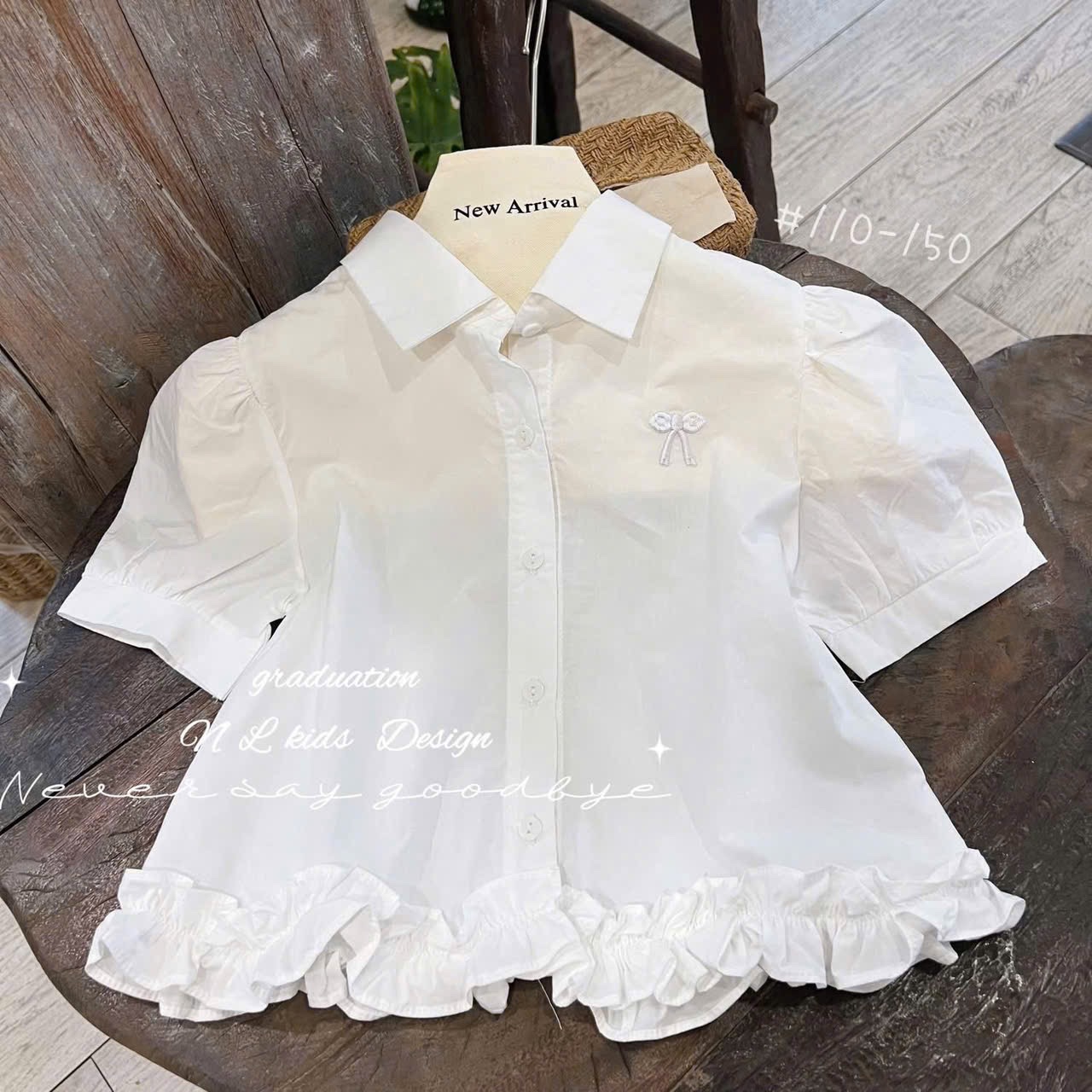 Sét áo sơ mi bèo quần xuông xanh than bé gái