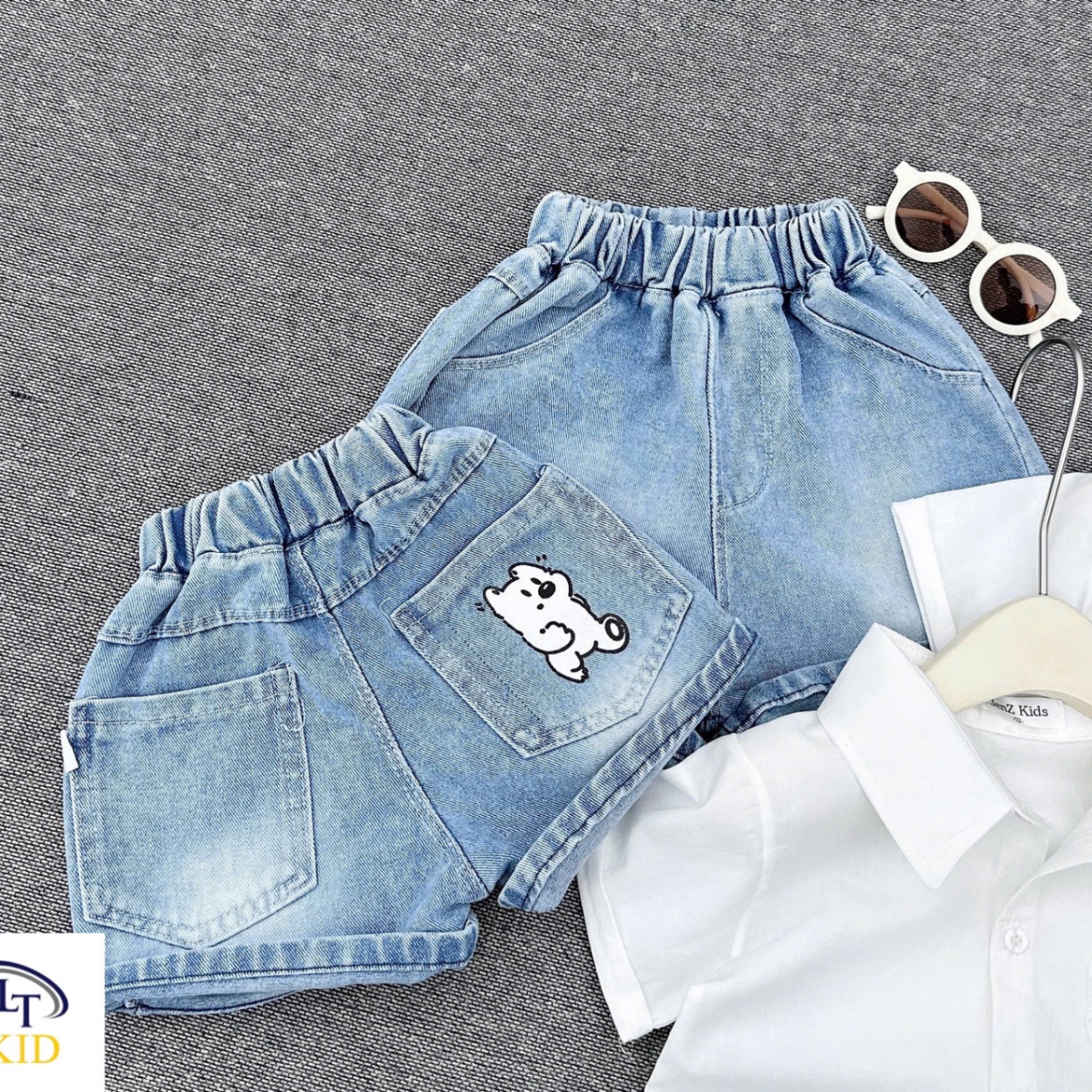 Sét áo sơ mi summer quần sooc bò bé trai