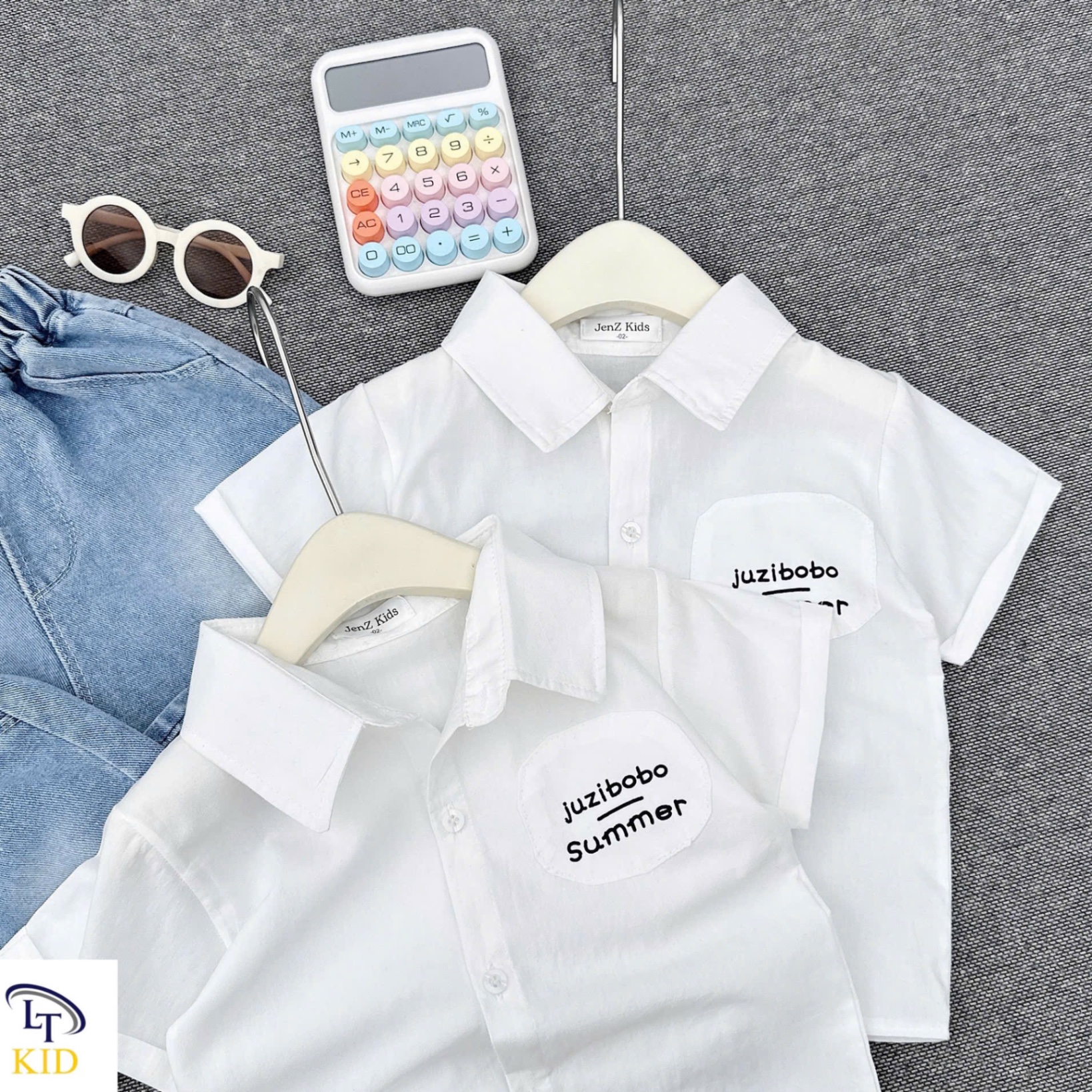 Sét áo sơ mi summer quần sooc bò bé trai