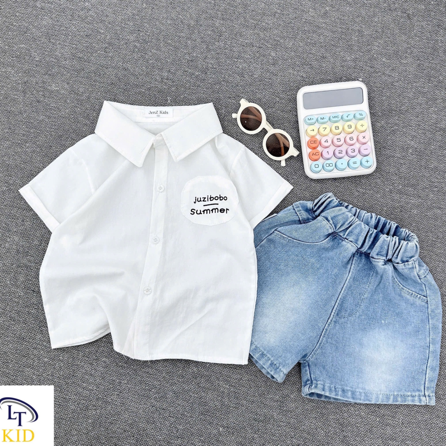 Sét áo sơ mi summer quần sooc bò bé trai