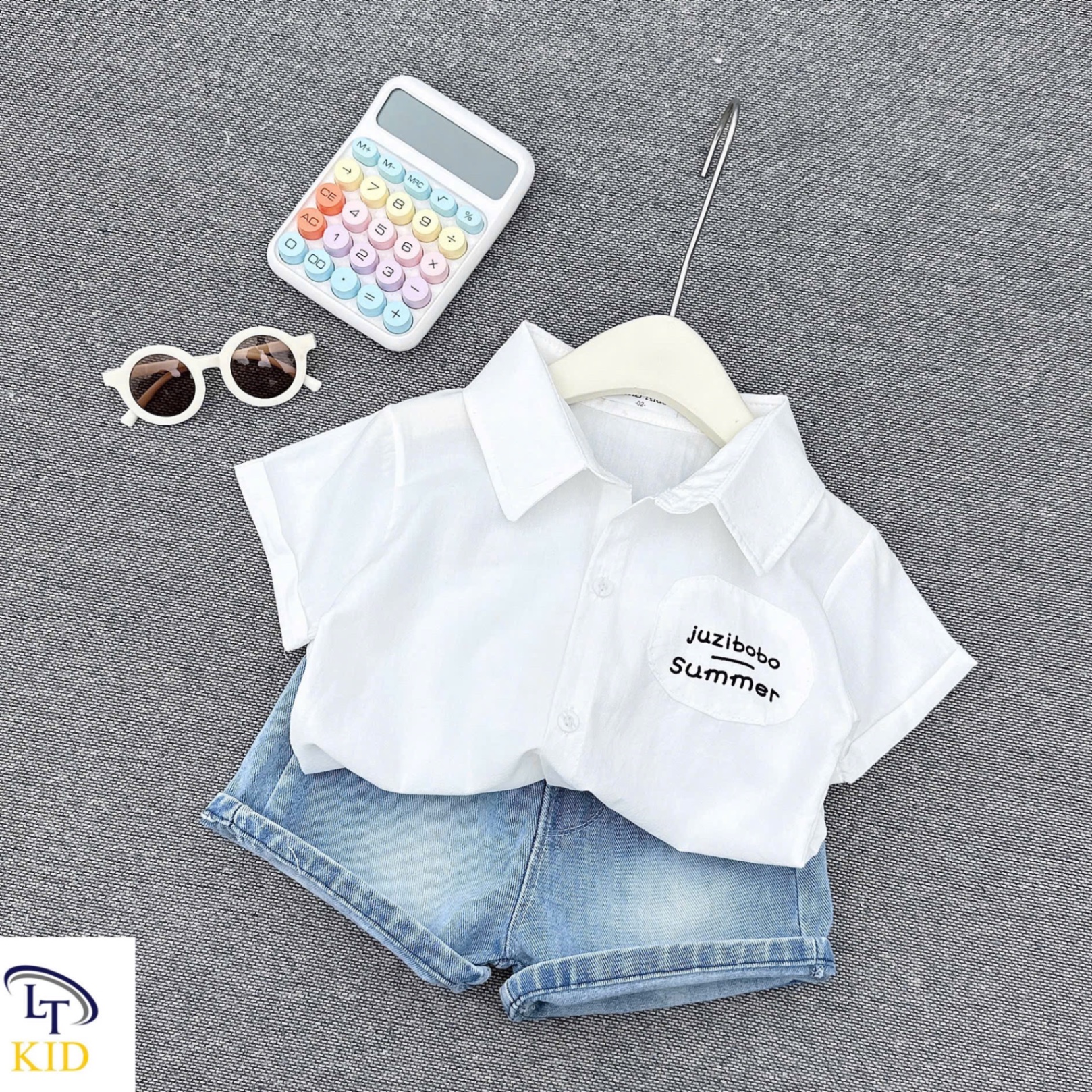 Sét áo sơ mi summer quần sooc bò bé trai