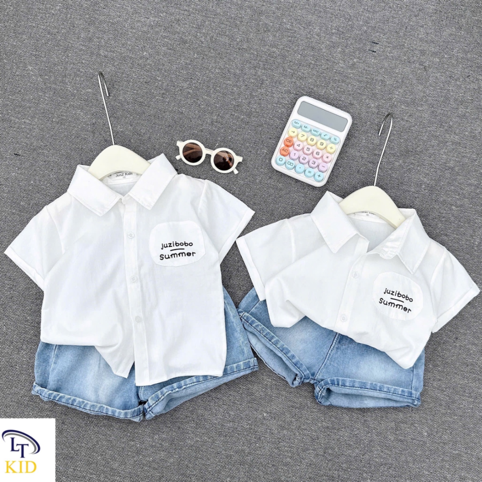 Sét áo sơ mi summer quần sooc bò bé trai