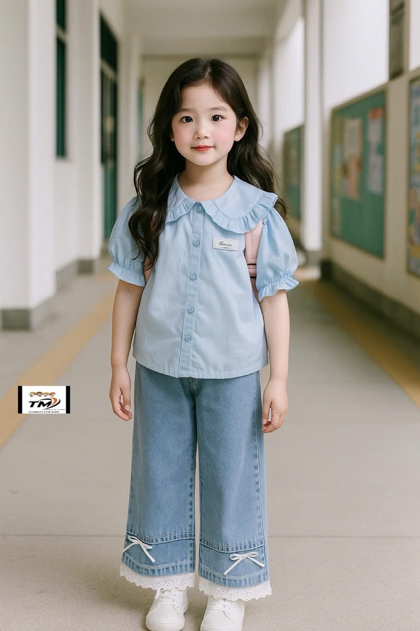 SÉT BỘ CỔ SEN QUẦN BÒ XUÔNG DÀI BÉ GÁI///