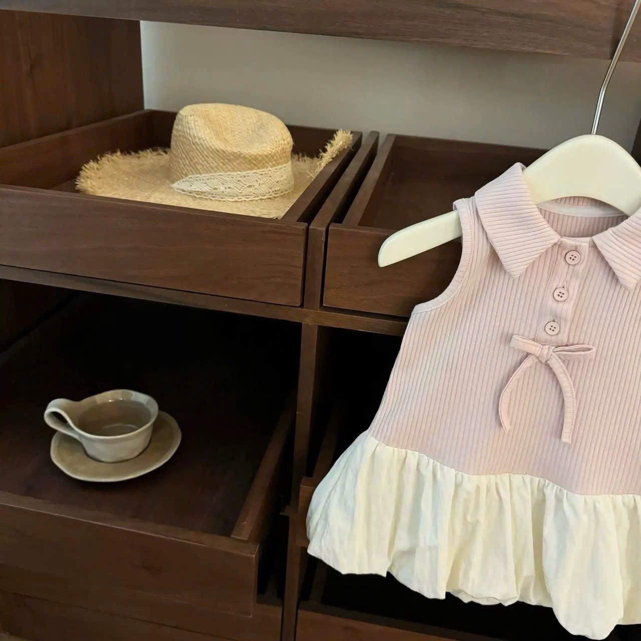 Sét váy tăm hồng phối thân bồng bé gái