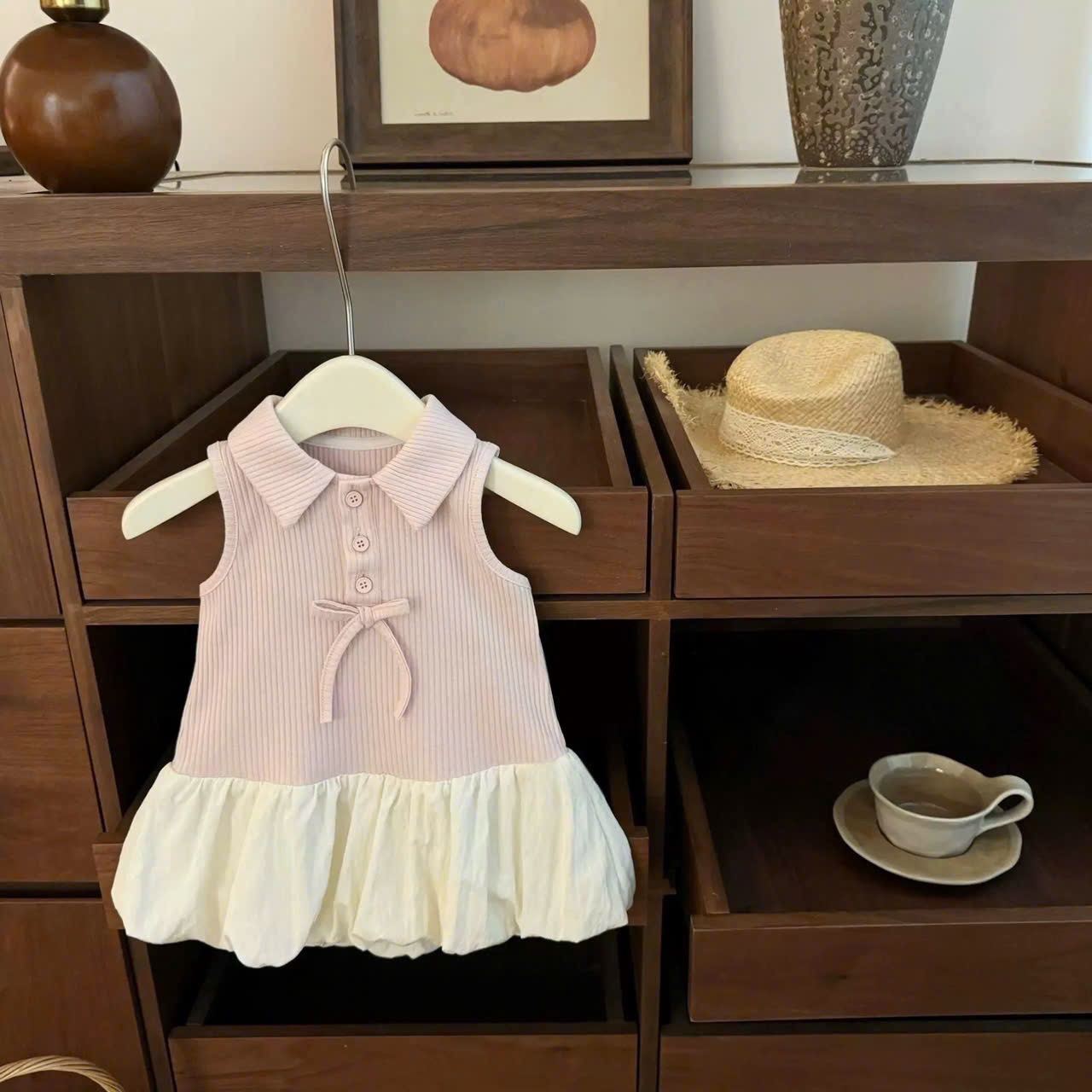 Sét váy tăm hồng phối thân bồng bé gái