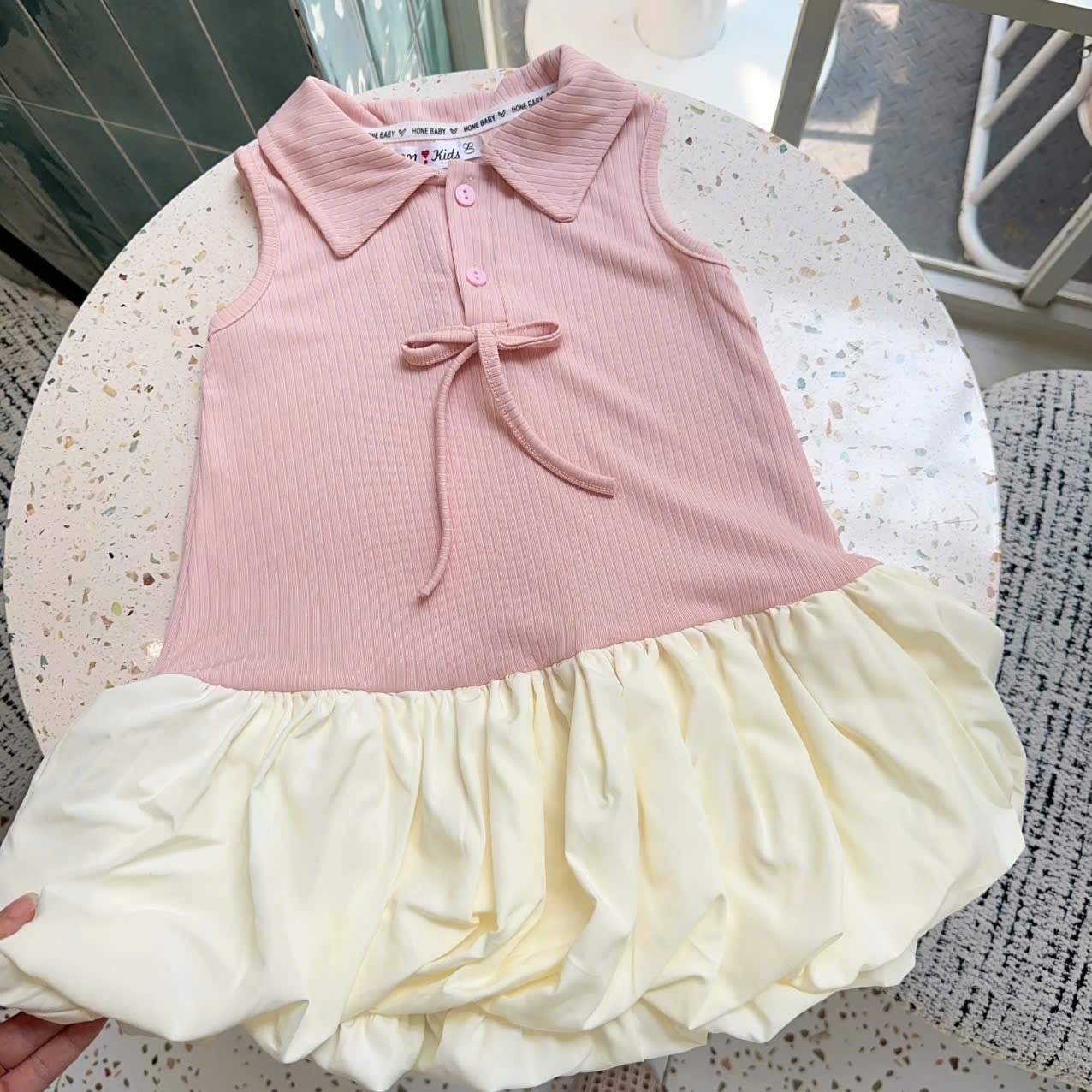 Sét váy tăm hồng phối thân bồng bé gái