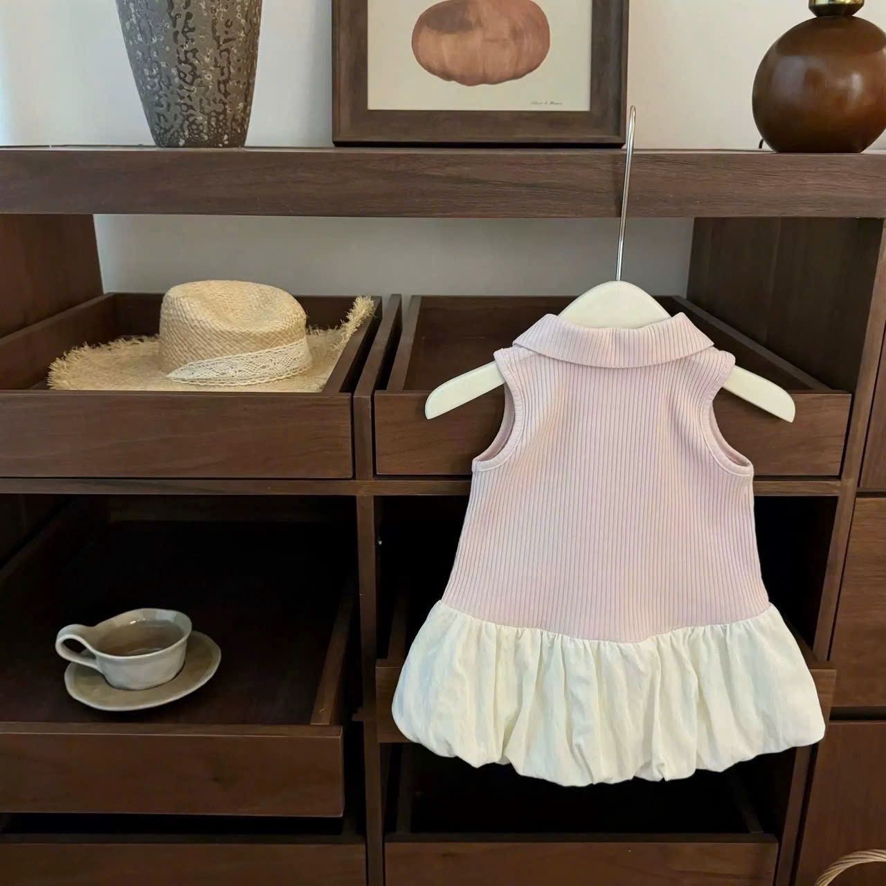 Sét váy tăm hồng phối thân bồng bé gái