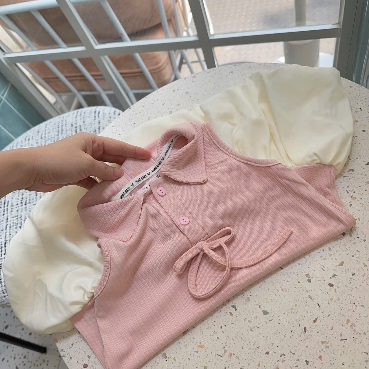 Sét váy tăm hồng phối thân bồng bé gái