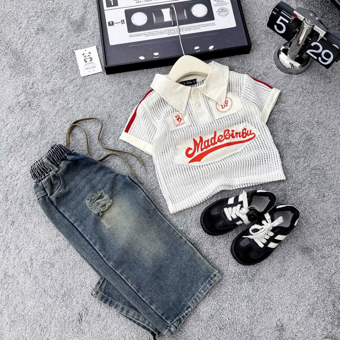 Sét áo lưới quần bò xuông kh bé gái