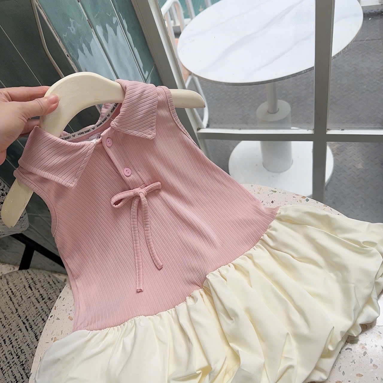 Sét váy tăm hồng phối thân bồng bé gái