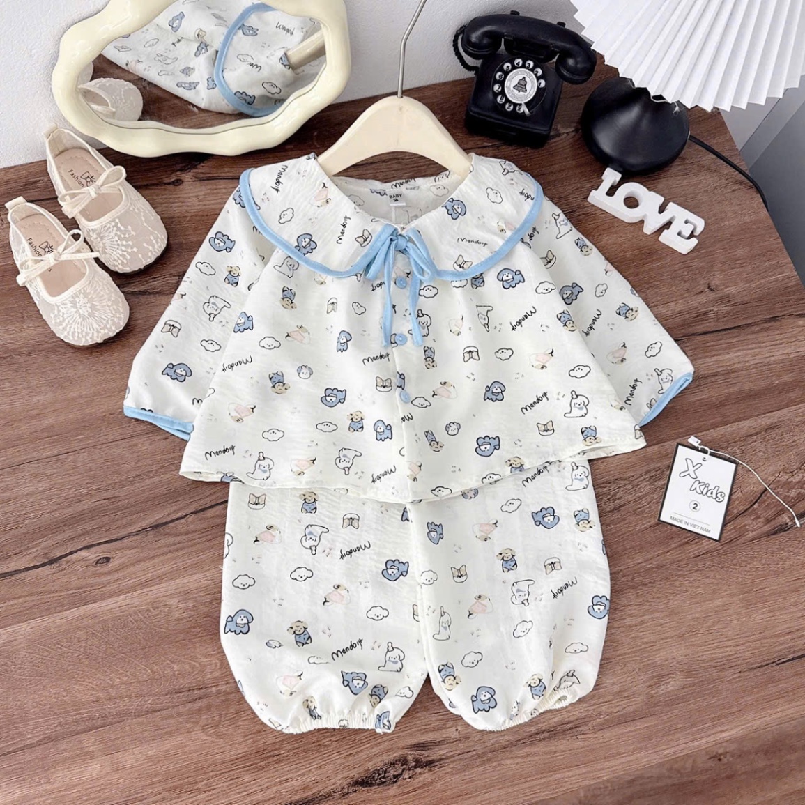 Sét pijama hình cổ sen bé gái