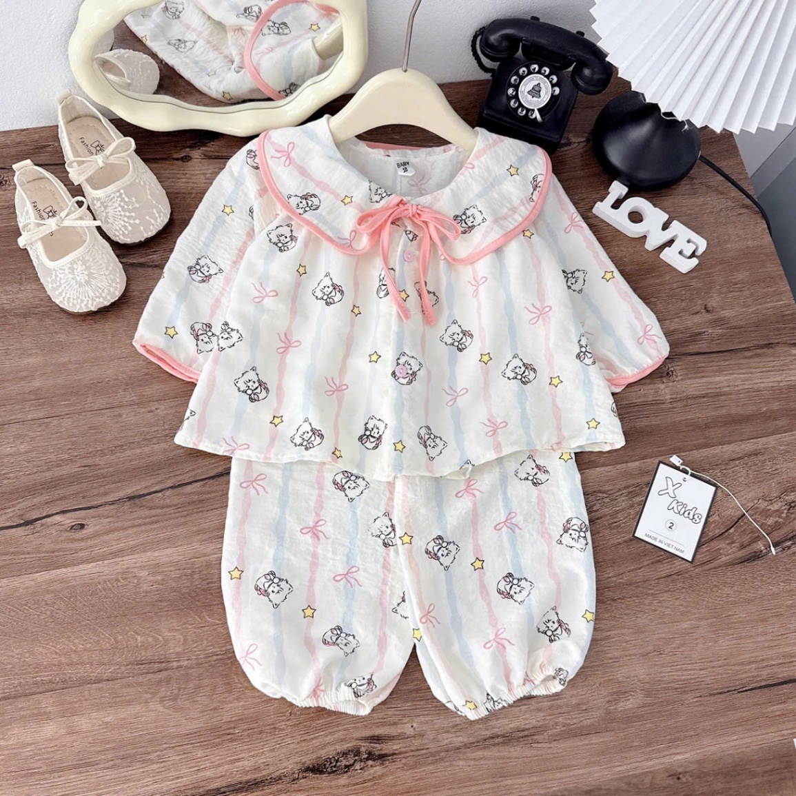 Sét pijama hình cổ sen bé gái