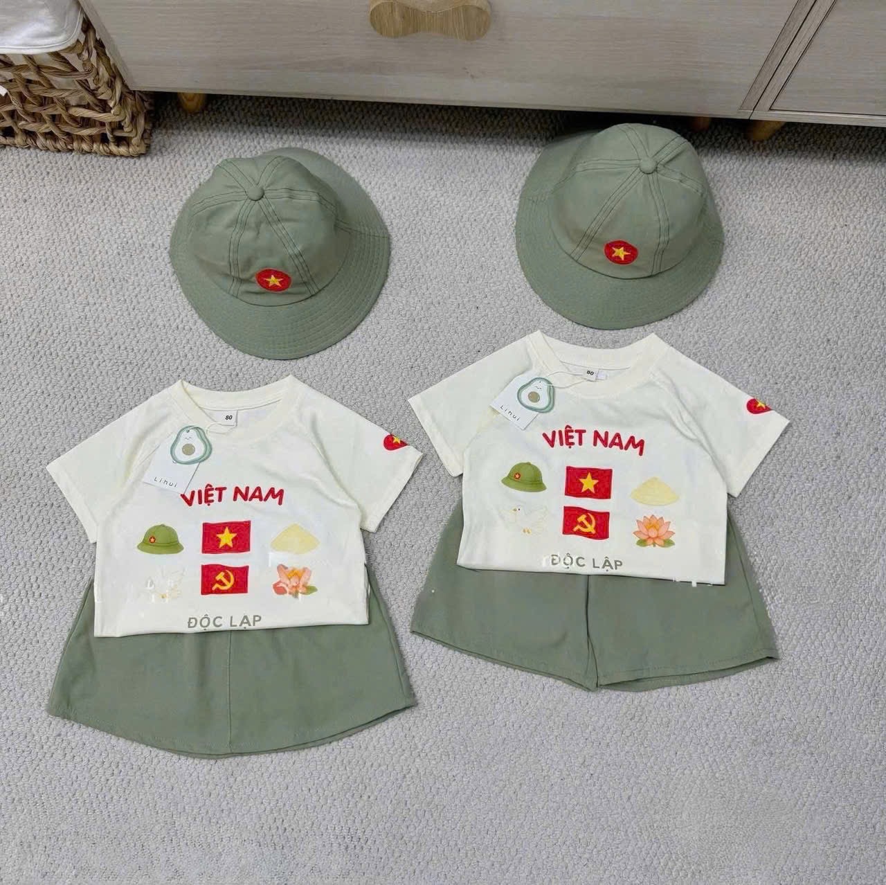 Sét 3 chi tiết việt nam quần (cv) bộ đội cho bé trai gái