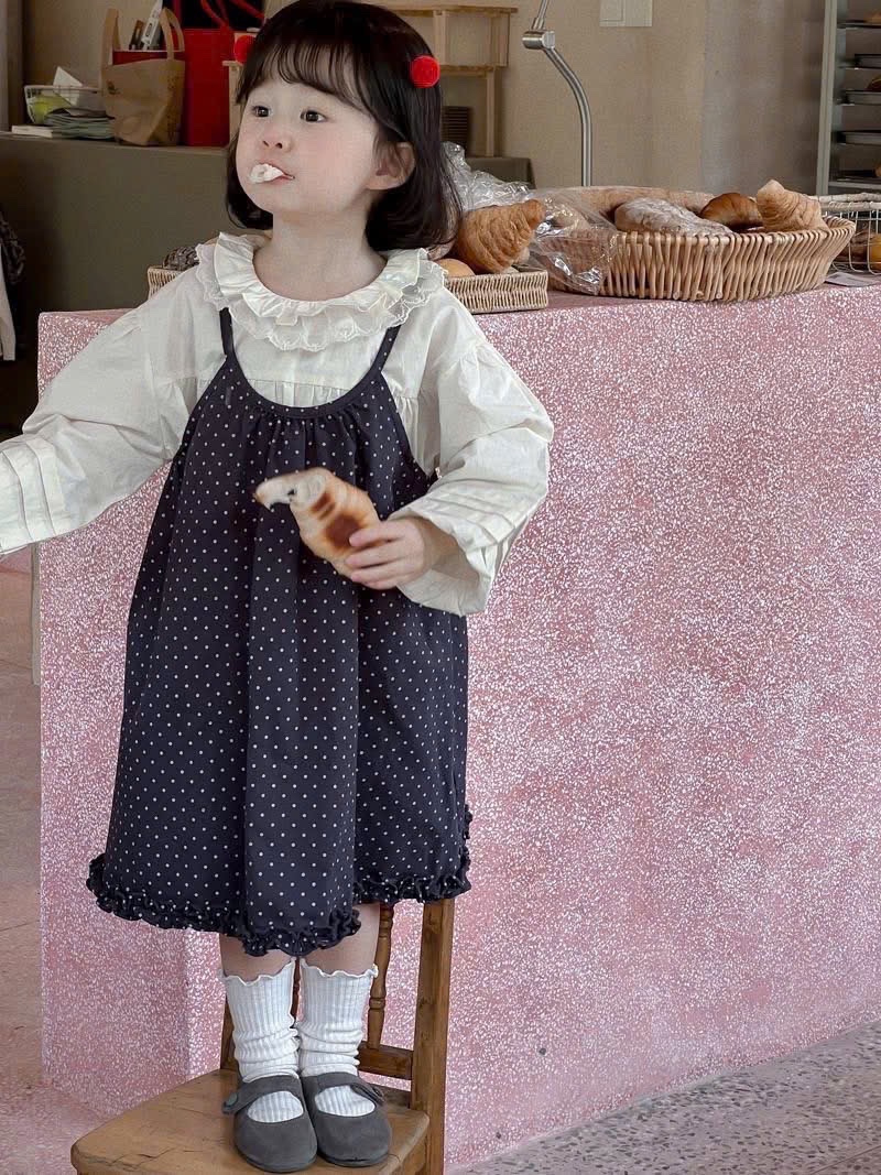 Sét váy bi 2 dây kèm áo sơ mi bé gái