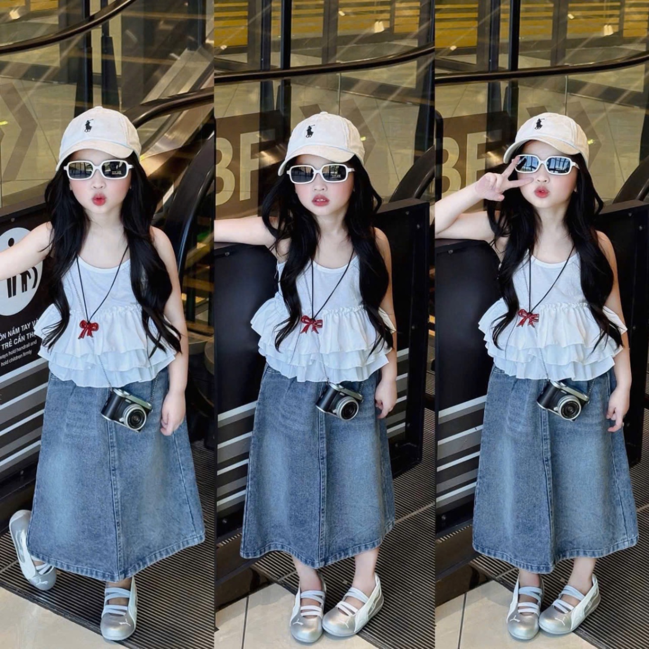 Sét áo 2 dây cv bò dài bé gái