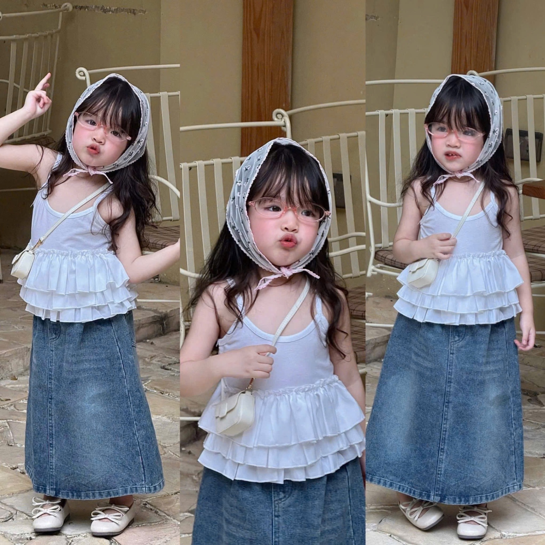 Sét áo 2 dây cv bò dài bé gái