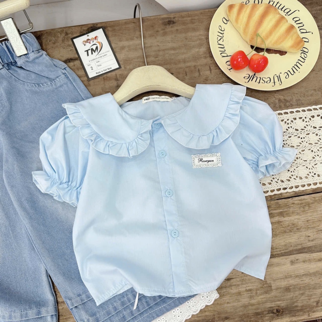 SÉT BỘ CỔ SEN QUẦN BÒ XUÔNG DÀI BÉ GÁI///