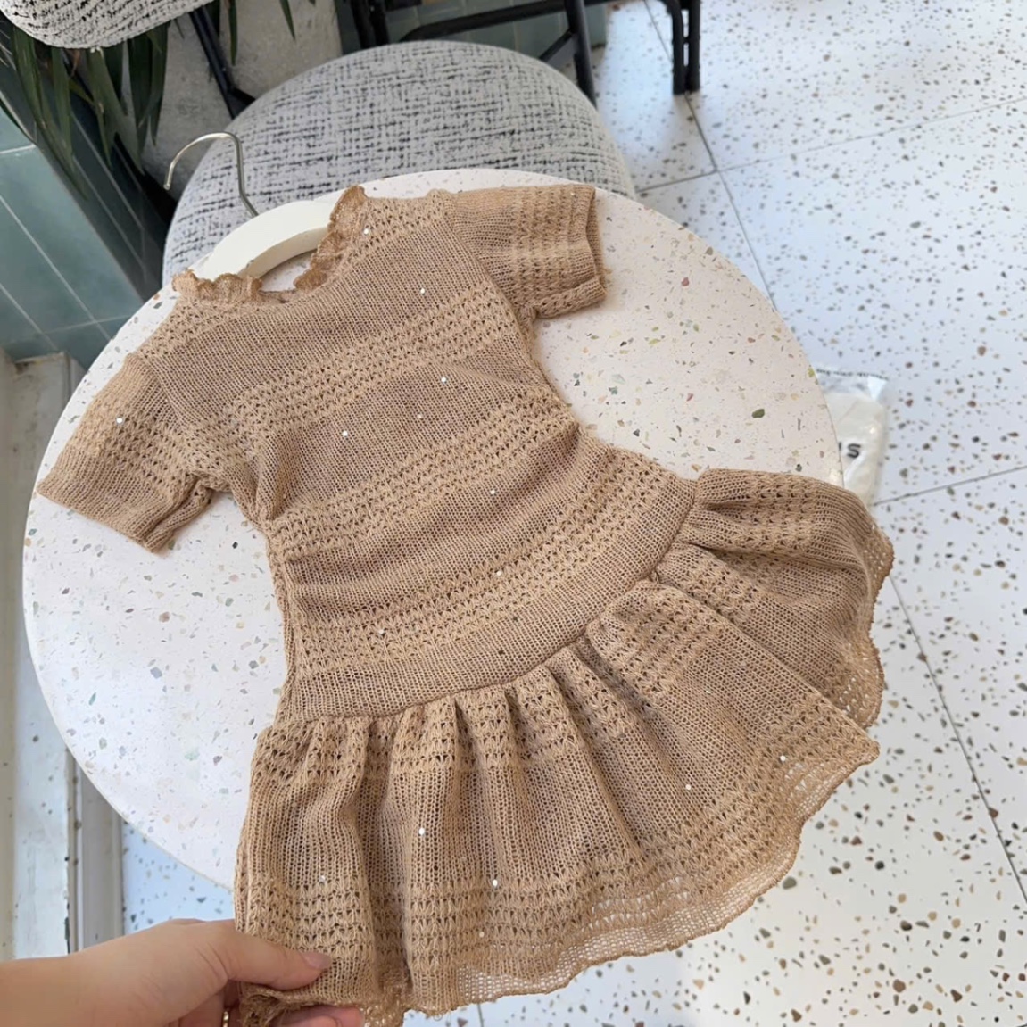 Váy len body có lót bé gái