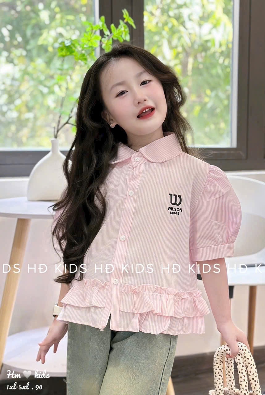 Sét sơ mi sọc w quần bò xuông bé gái