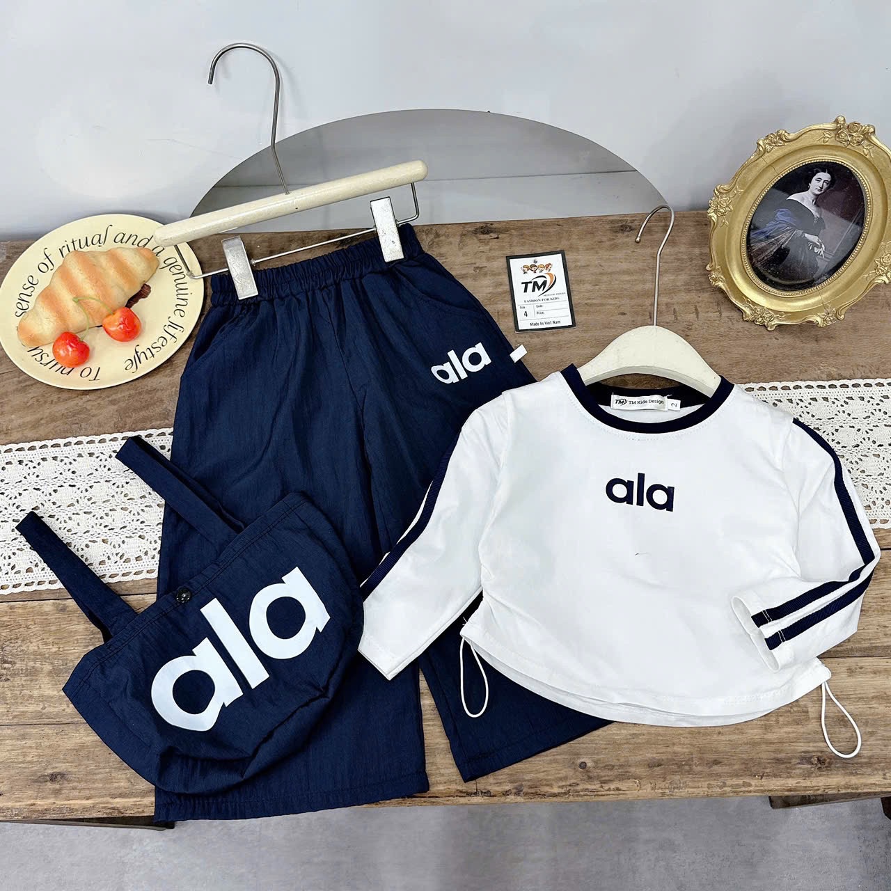 Sét bộ alo dài tay kèm túi bé gái