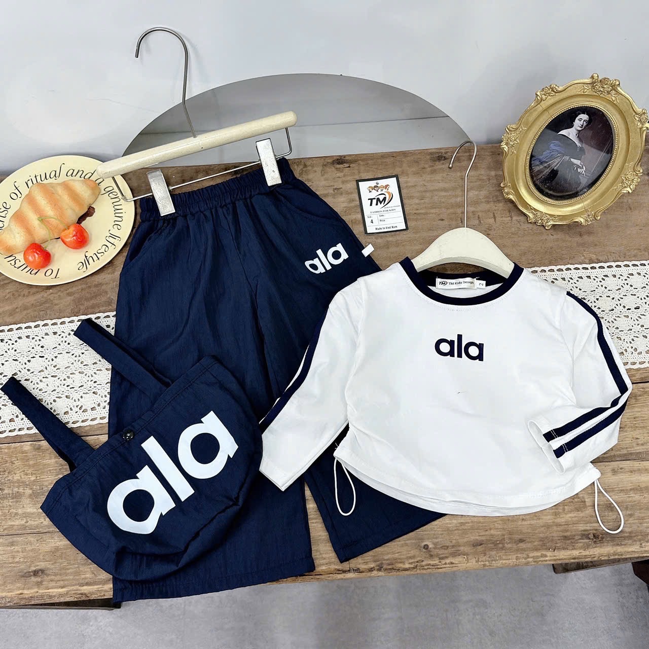 Sét bộ alo dài tay kèm túi bé gái