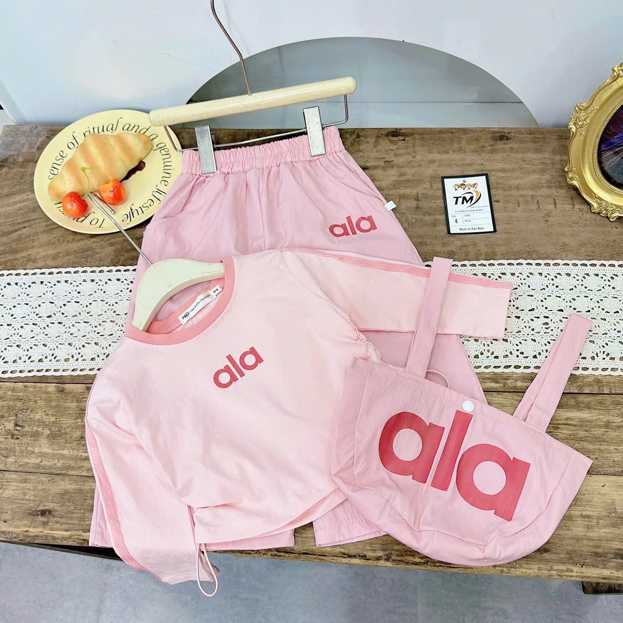 Sét bộ alo dài tay kèm túi bé gái