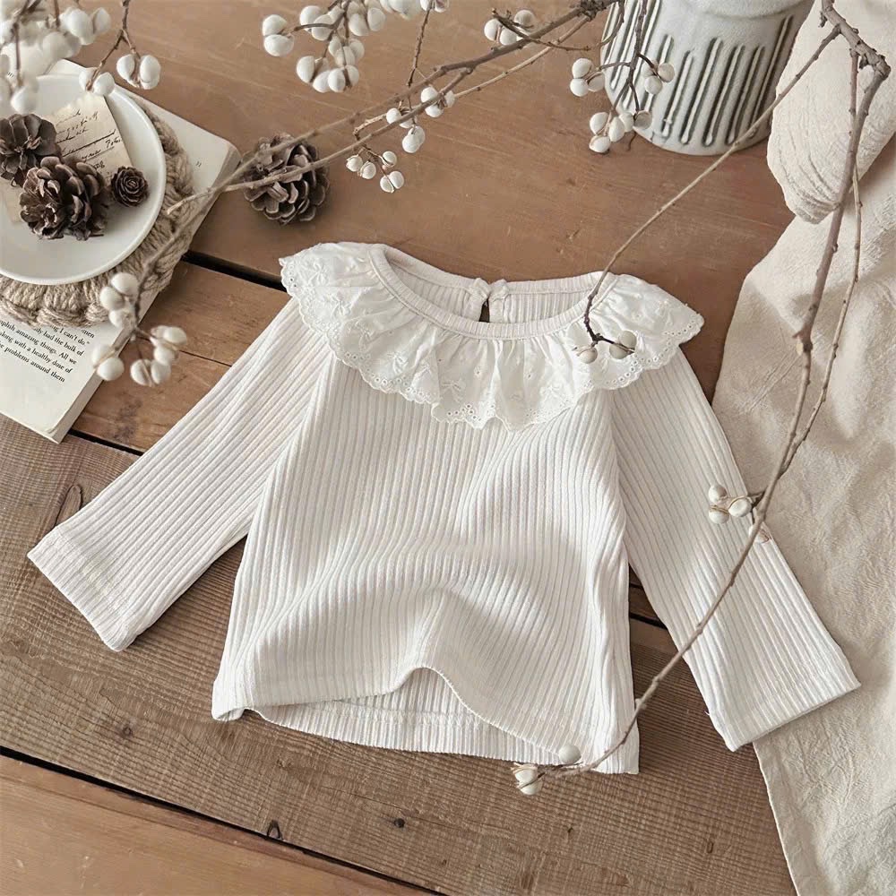 Sét 2 áo cổ ren hồng kem sn bé gái